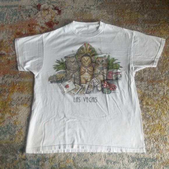 The Unbranded Brand Other - Vtg Prints of Tails‎ Las Vegas Cats Graphic T-Shirt USA Double Sided 1990's Sz L